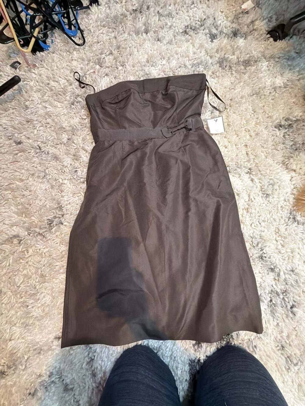 J. Crew Women's Chocolate Brown 100% Silk Strapless Cocktail Dress